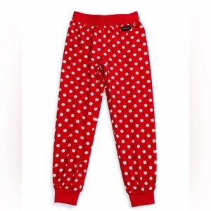 Girl’s Disney pajama pants size 10 red white polka dot Minnie Mouse velour